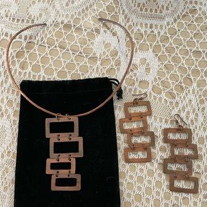Artisan made Copper Choker Cuff  Necklace and Earrings Set